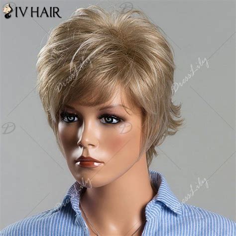 tilt straight short fluffy side bang real natural hair siv wig hairstyles with bangs side
