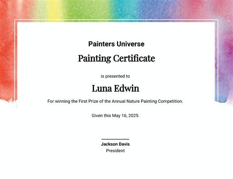 Free Painting Certificate Templates And Examples Edit Online And Download