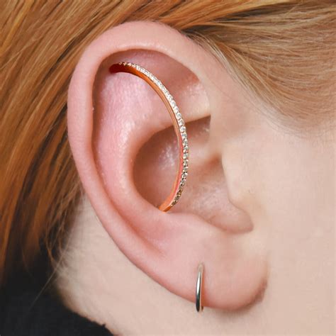 Cartilage Hoop Rose Gold Plated Ear Cuff Earrings By Embers
