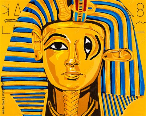 Modern Art Abstract Portrait Painting Of An Egyptian Pharaoh Stock