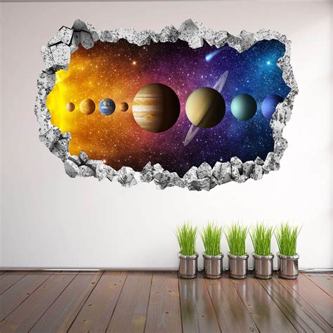 Planets Space Solar System Wall Sticker Mural Decal Print Art Etsy Uk