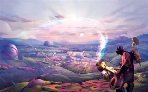 Team Fortress 2 Gun Pyro Character Rainbows Colorful