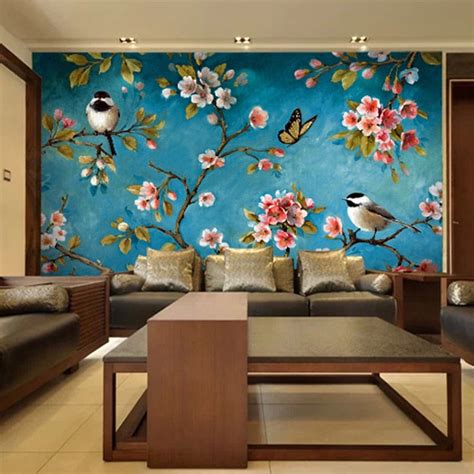 Custom Wallpaper Mural Chinese Style Flowers And Birds