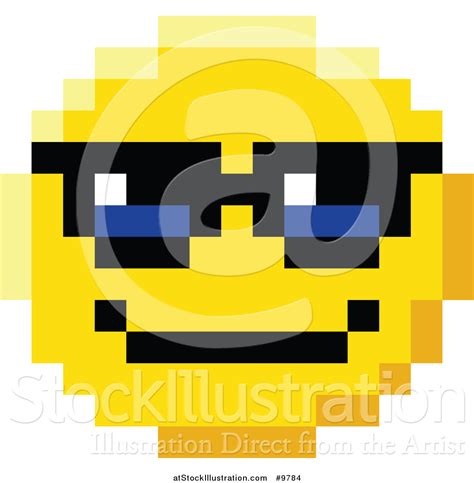 Vector Illustration Of An Cool 8 Bit Video Game Style Emoji Smiley Face