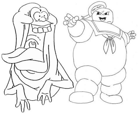 Slimer and Peter Coloring Page of Ghostbuster