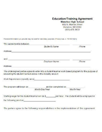 Free 23 Sample Training Agreement Templates In Ms Word Pdf
