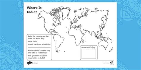 Ks1 Where Is India Geography Worksheet Teacher Made