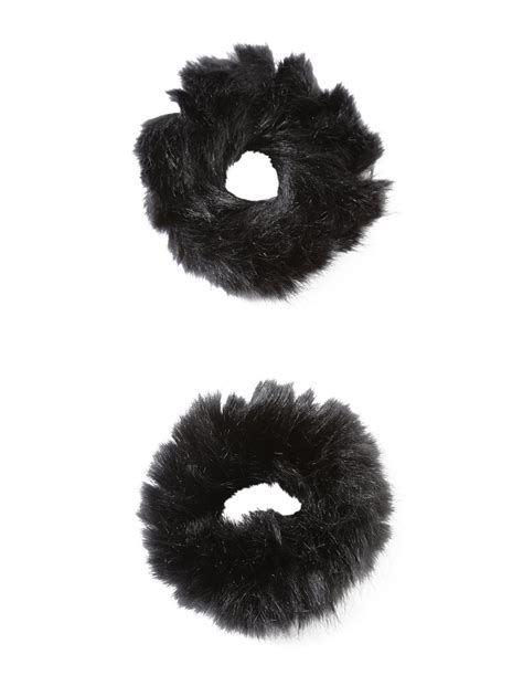 Black Fuzzy Scrunchie Set Hot Topic