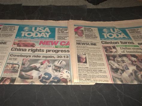 Lot 2 Usa Today Newspaper Dallas Cowboys Super Bowl Xxvll Xvllll 1993