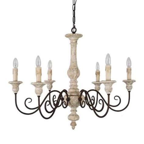 French Country Fc4008 Oaks Aura 6 Light French Country Weathered Wood