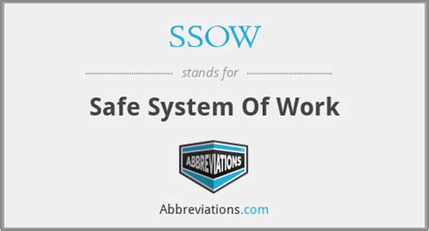 Ssow Safe System Of Work