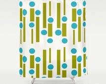Modern Shower Curtain,Funky Shower Curtain, Turquoise Shower Curtain ...
