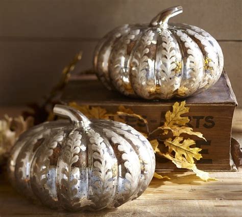 Etched Antique Mercury Glass Pumpkin Contemporary Holiday Decorations Sacramento By