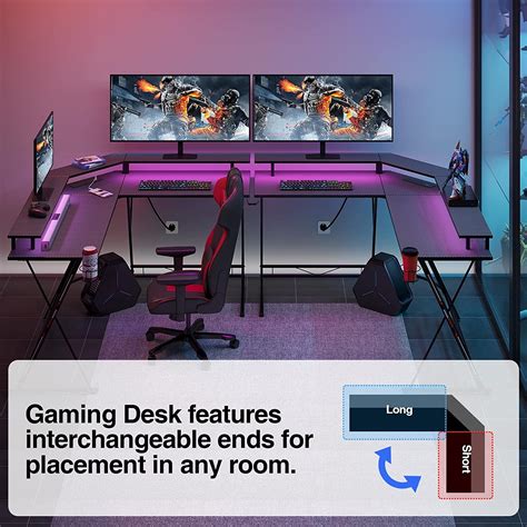 Buy Seven Warrior Gaming Desk 58” With Led Strip And Power Outlets L