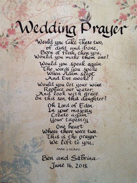 Wedding Prayer Max Lucado Prayer Master Bedroom Decor Bridal T