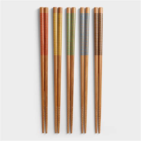 5 Pack Multicolor Stripe Bamboo Chopsticks Set Of 2 By World Market Chopsticks Chopstick Rest