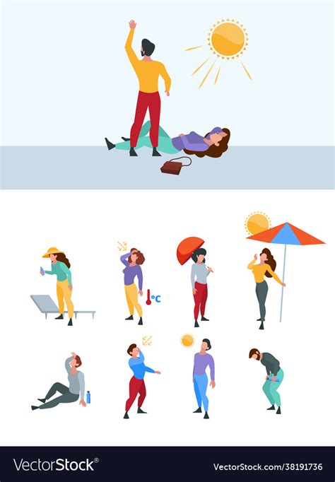 Summer Warm Person Hot Body Sweaty Tired Vector Image