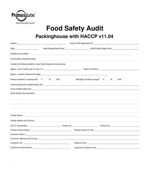 Pdf Food Safety Audit Primuslabs€¦ · Food Safety Audit Packinghouse