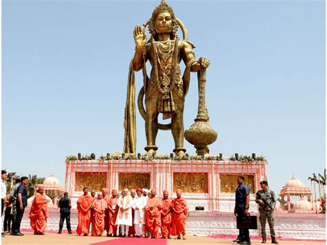 Shah Inaugurates Feet Tall Lord Hanuman Statue In Gujarat