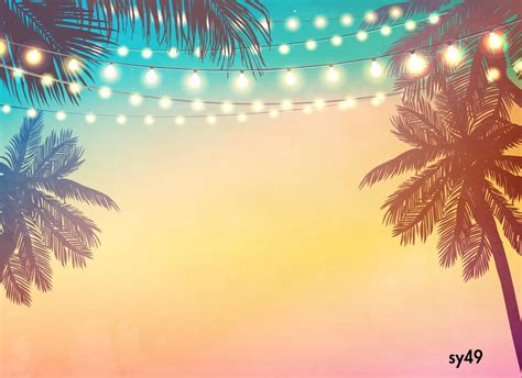 Summer Photography Background Decorative Holiday Lights Beach Party