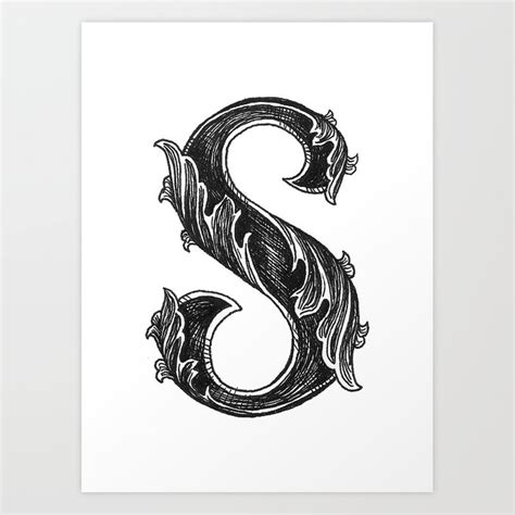 It is elegant and sophisticated, but can be hard to read. Leaf Script S Art Print by hannahscully | Society6