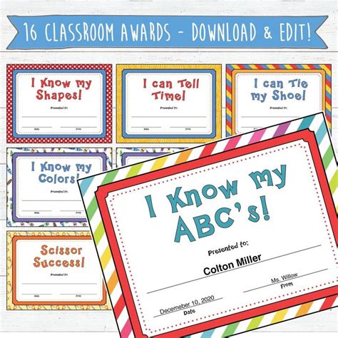 Classroom Award Certificates Instant Download Instant Download Etsy