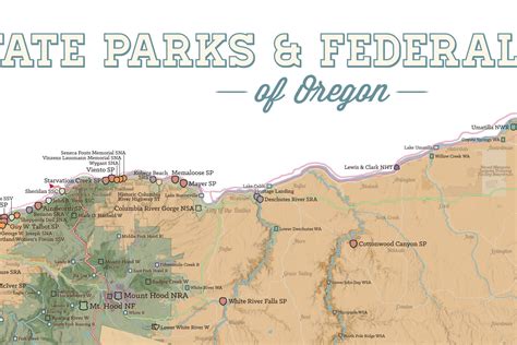 Oregon State Parks And Federal Lands Map 24x36 Poster Best Maps Ever