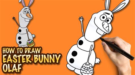 To draw a bunny, start by creating 2 intersecting circles, then add a big oblong shape on 1 side. How to draw Olaf Easter Bunny - Easy step-by-step drawing ...