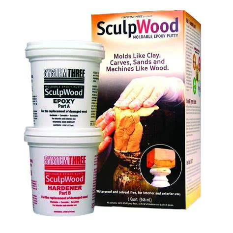 System Three Sculpwood 1 Qt Two Part Epoxy Putty Kit With 16 Oz Resin