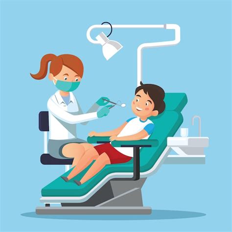 Dentista Infantil Y Paciente Vector Premium