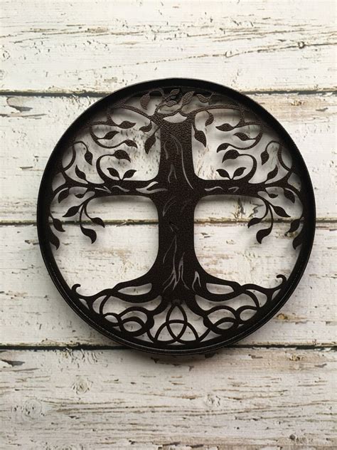 Cross Tree Of Life Metal Art Tree With Roots Modern Tree Etsy