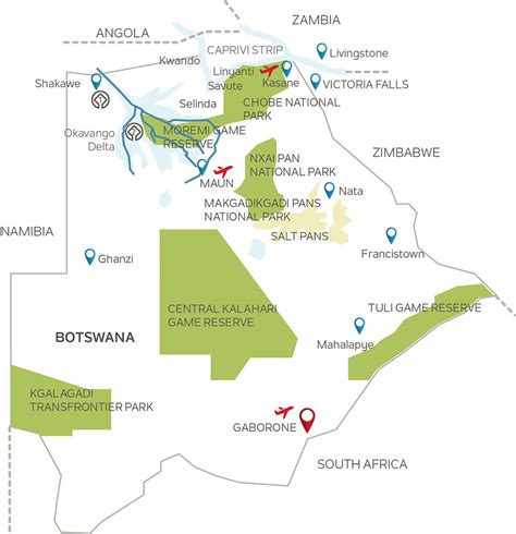 Large National Parks Map Of Botswana Botswana Africa
