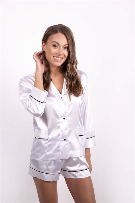 White Satin Pyjama Image 0 Silk Pajamas Women Satin Blouses Special Event Dresses