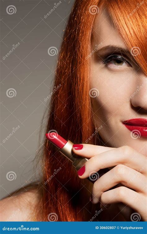 Beautiful Girl Red Lipstick Stock Image Image 30602807
