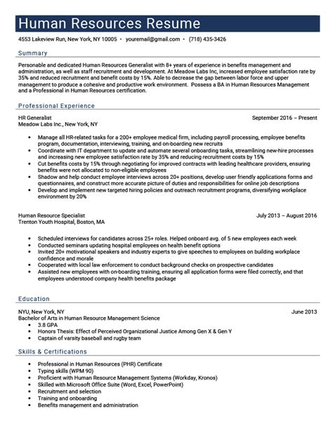 Human Resources Resume Samples And 4 Writing Tips