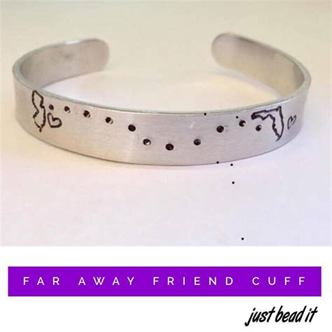 Friend groups or families who stay in touch via facebook finally have their own device. Far Away Friend Cuff Bracelet / Best Friends Distance Gift ...