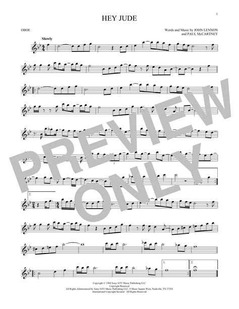 Hey jude piano sheet music. Hey Jude Sheet Music | The Beatles | Oboe Solo