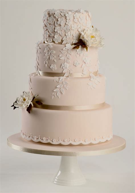 Oval Ivory Cake With Sugar Peonies And Appliqué Lace Leaves Floral