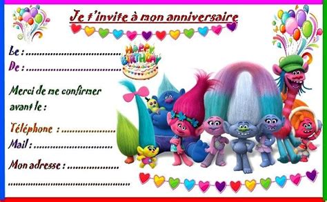 Invitation d'anniversaire cocotte + free printable. Etiquettes et invitations LES TROLLS pour anniversaire