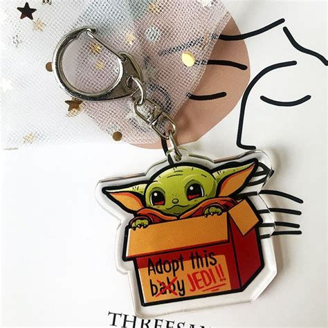 Cute Baby Yoda Keychain Star Wars Merchandise Custom Made Etsy