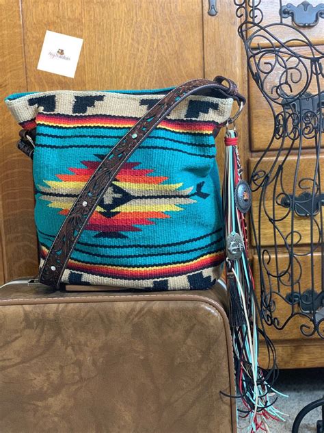 Turquoise And Tan Saddle Blanket Bag Etsy Bags Saddle Blanket