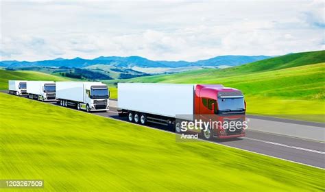Semitruck With Trailer Driving On Road High Res Stock Photo Getty Images