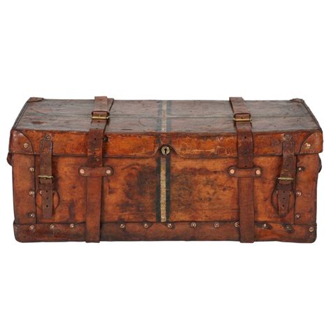 Antique Leather Steamer Trunk August Haven Furniture