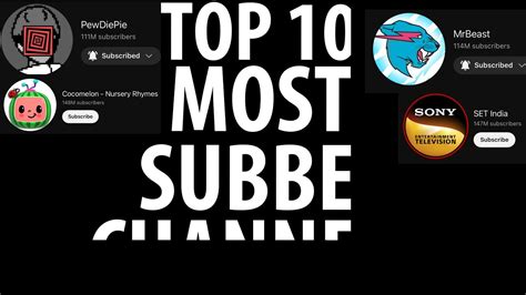 The Top 9 Most Subbed Channels I 2015 To 2024 Youtube