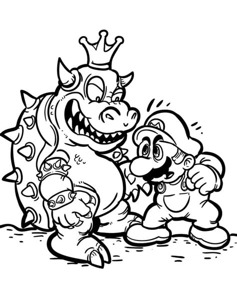 Bowser Vs Super Mario Coloring Page Free Printable Coloring Pages For