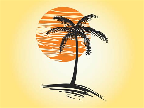 Sunset Palm Vector Vector Art And Graphics