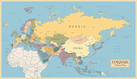 Vintage Mapa De Eurasia Arte Vetorial De Stock E Mais Imagens De Mapa