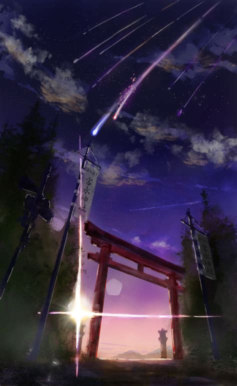 Customize your desktop, mobile phone and tablet with our wide variety of cool and interesting gaming wallpapers in just a few clicks! online game application wallpaper Your Name Kimi no Na Wa #sky #torii #meteors #4K #wallpaper # ...