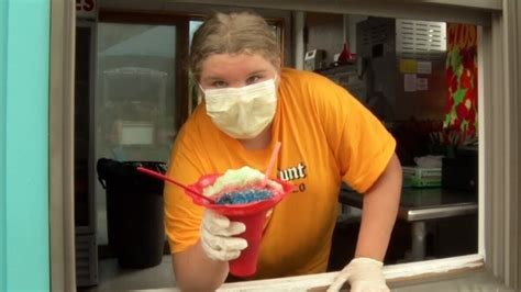 Young Entrepreneur Serving Up Shaved Ice Treats In Pine River