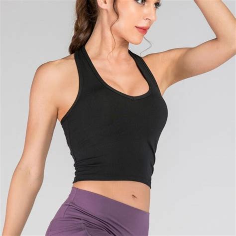 Women Backless Gym Yoga Crop Tops Yoga Shirts Halter Neck Dance Training Top Fitness Running